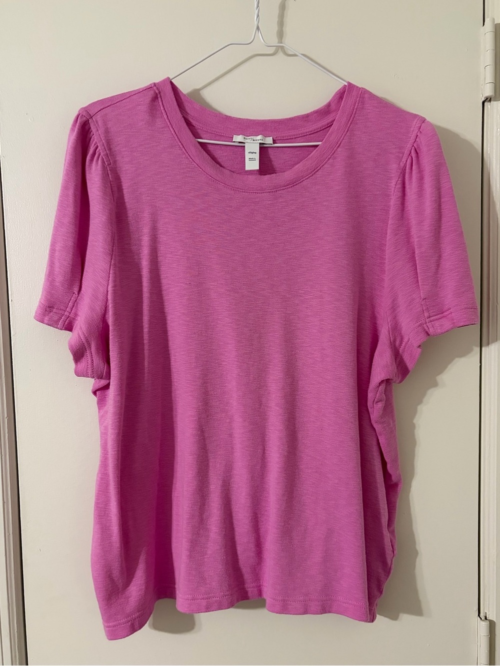 Daily Ritual Bubble Gum Pink Short Sleeve Top Puff Sleeves Size XL
